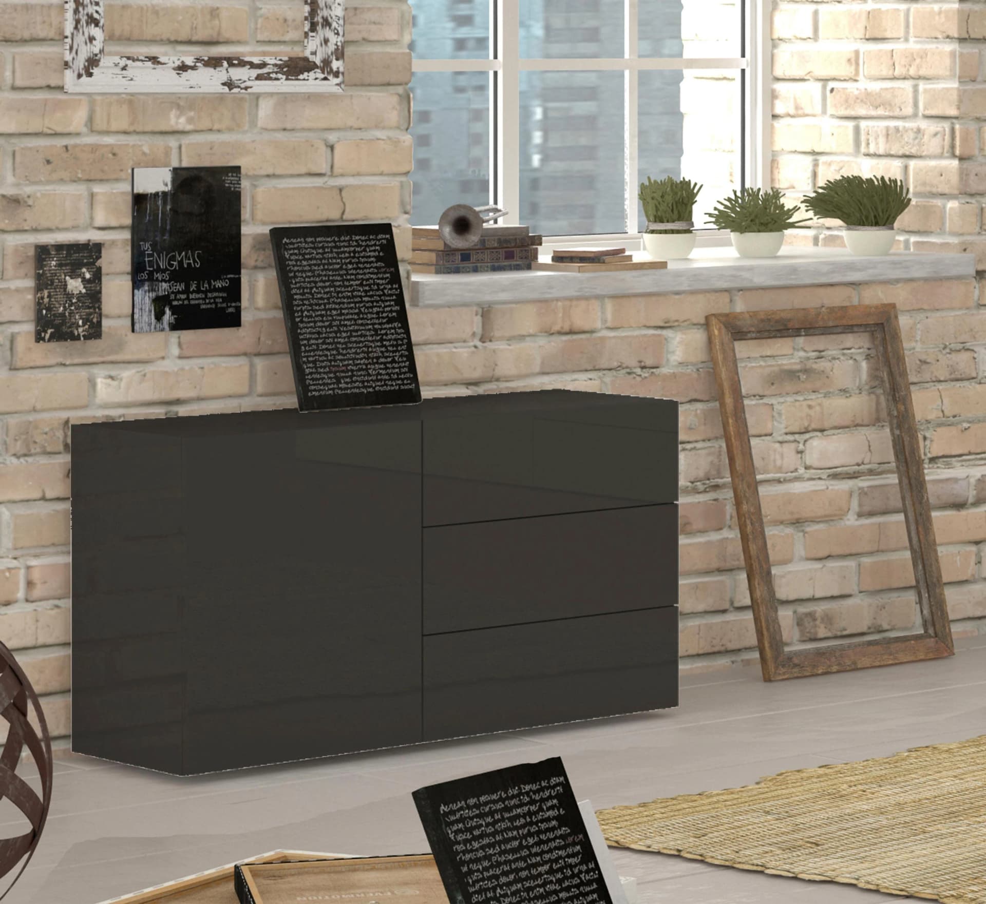 Sideboard INOSIGN Metis Anthrazit Hochglanz