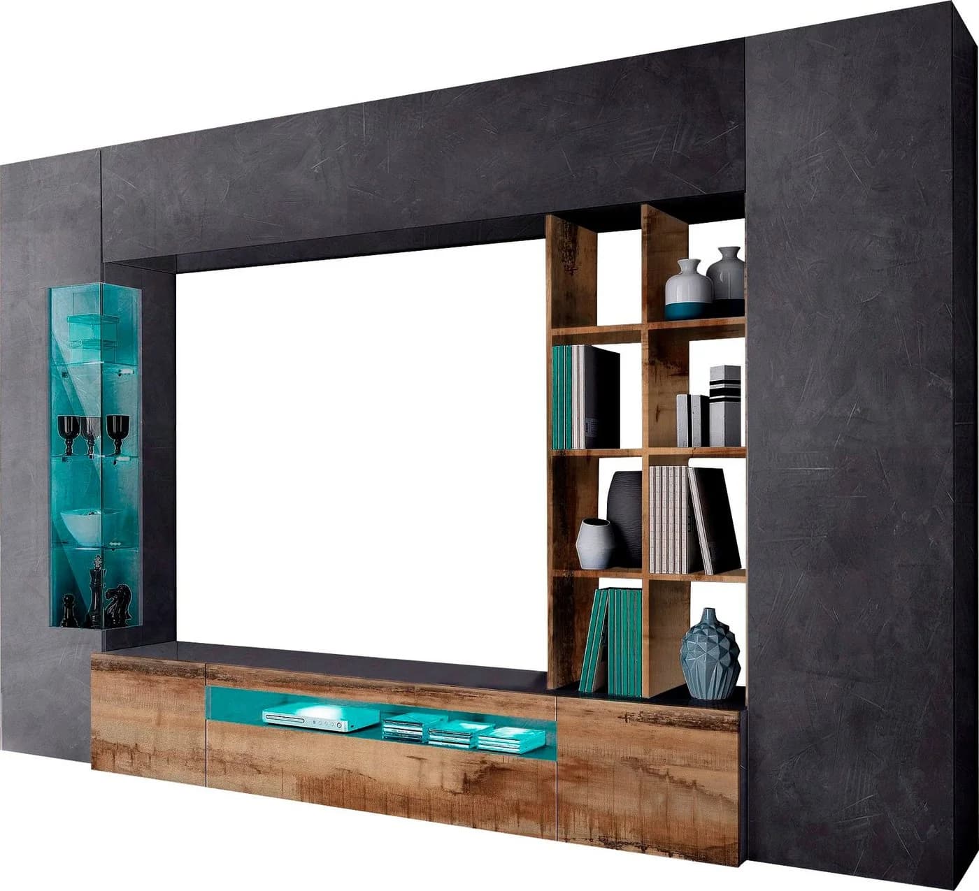 OTTO HOME Wohnwand New Egypt 5-teilig Braun Grau Glas Holzwerkstoff - Bild 2