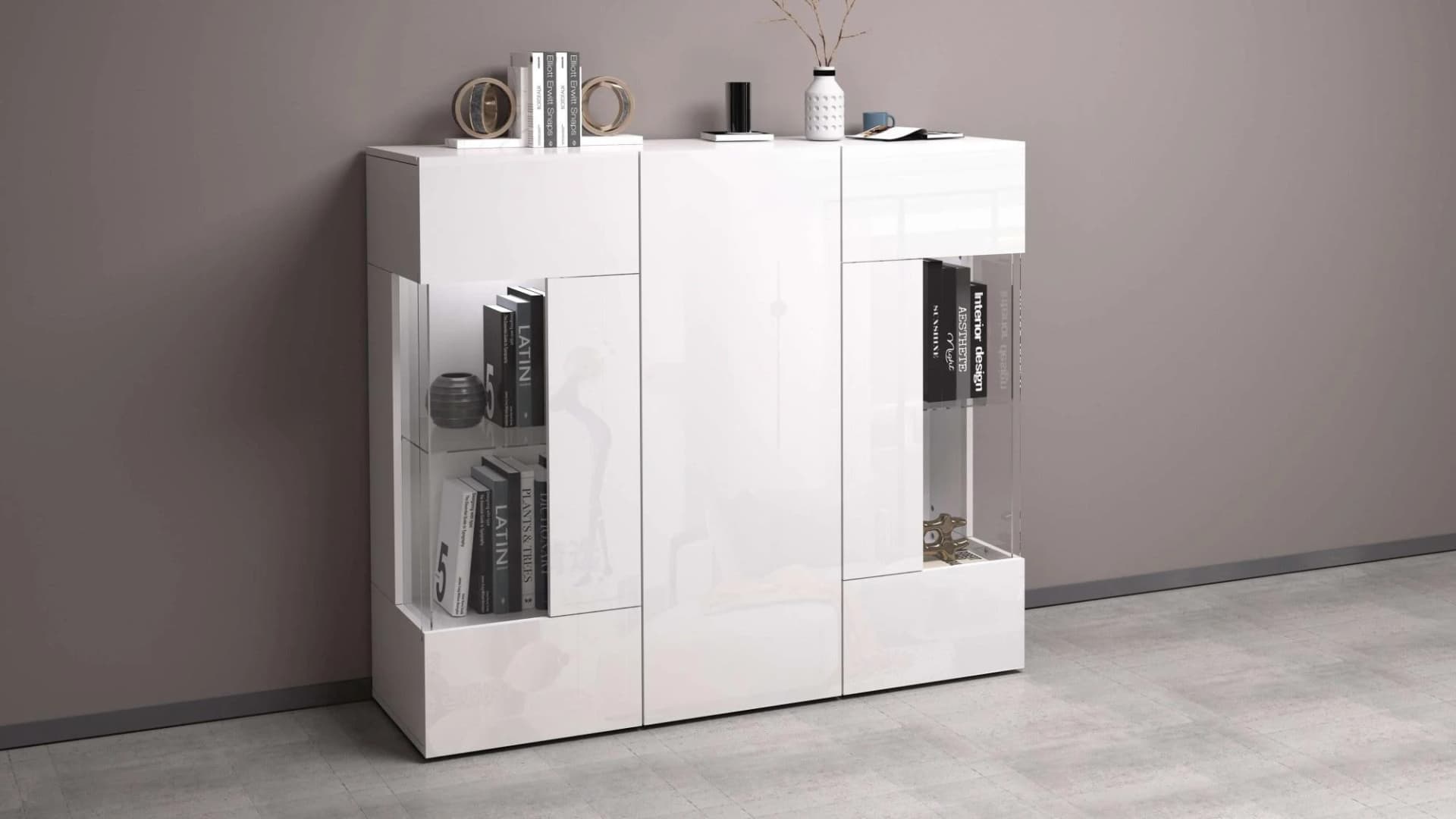 OTTO HOME Highboard Egypt Weiß Hochglanz mit Glastüren