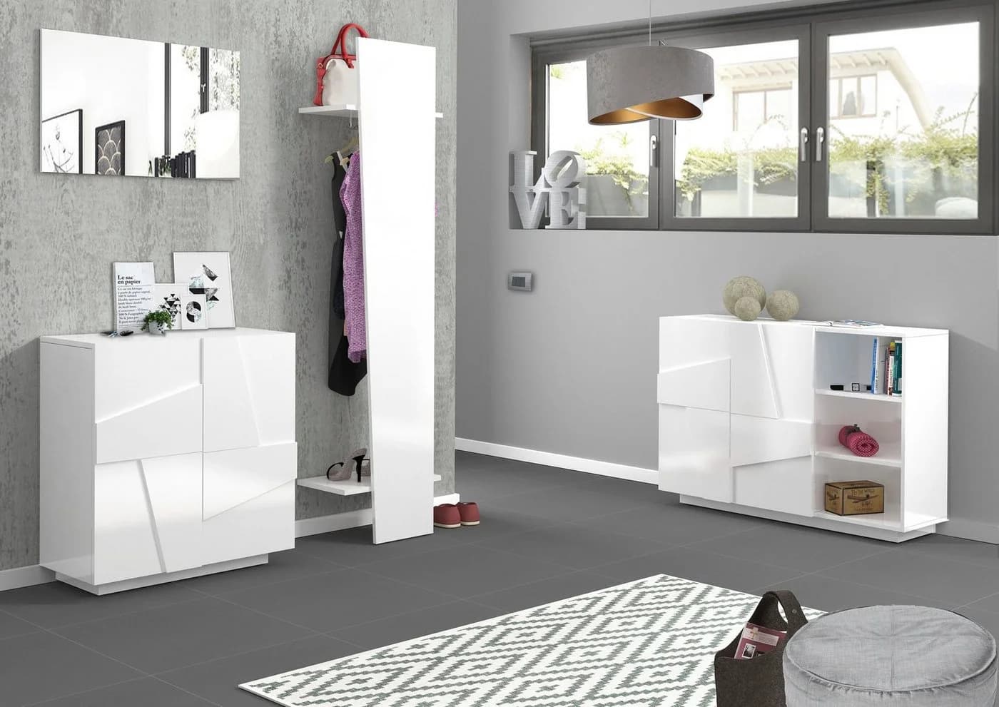 HOME AFFAIRE Ping Schuhkommode Weiß Hochglanz 2 Türen - Bild 5