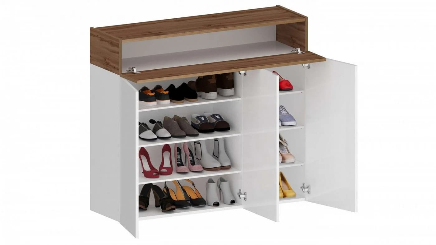 HOME AFFAIRE Schuhschrank Savona Weiß Hochglanz Eiche - Bild 4