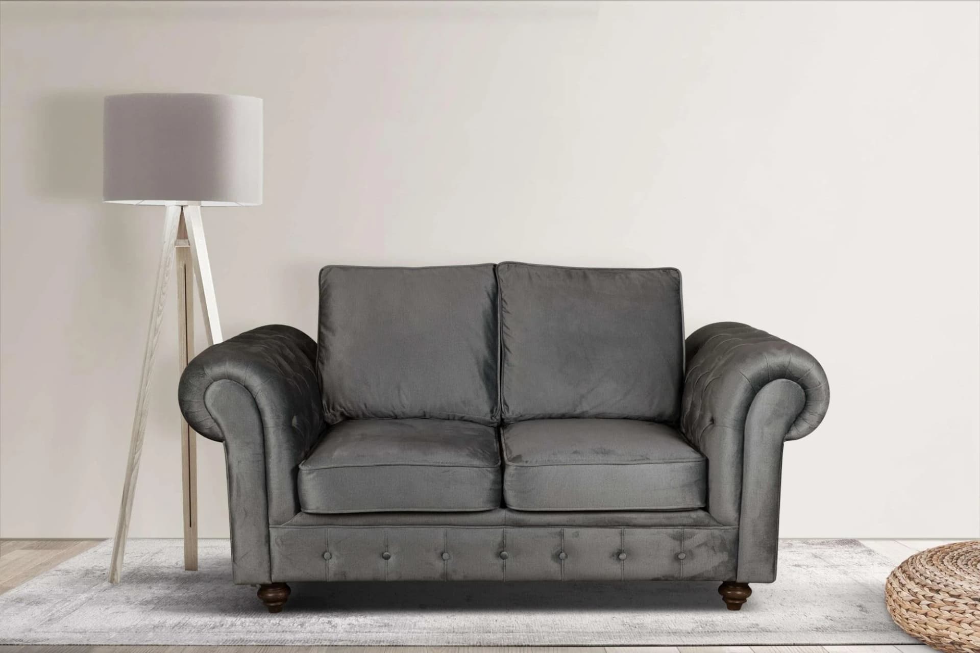 HOME AFFAIRE MENDITTE 2-Sitzer Sofa Anthrazit Samtvelours