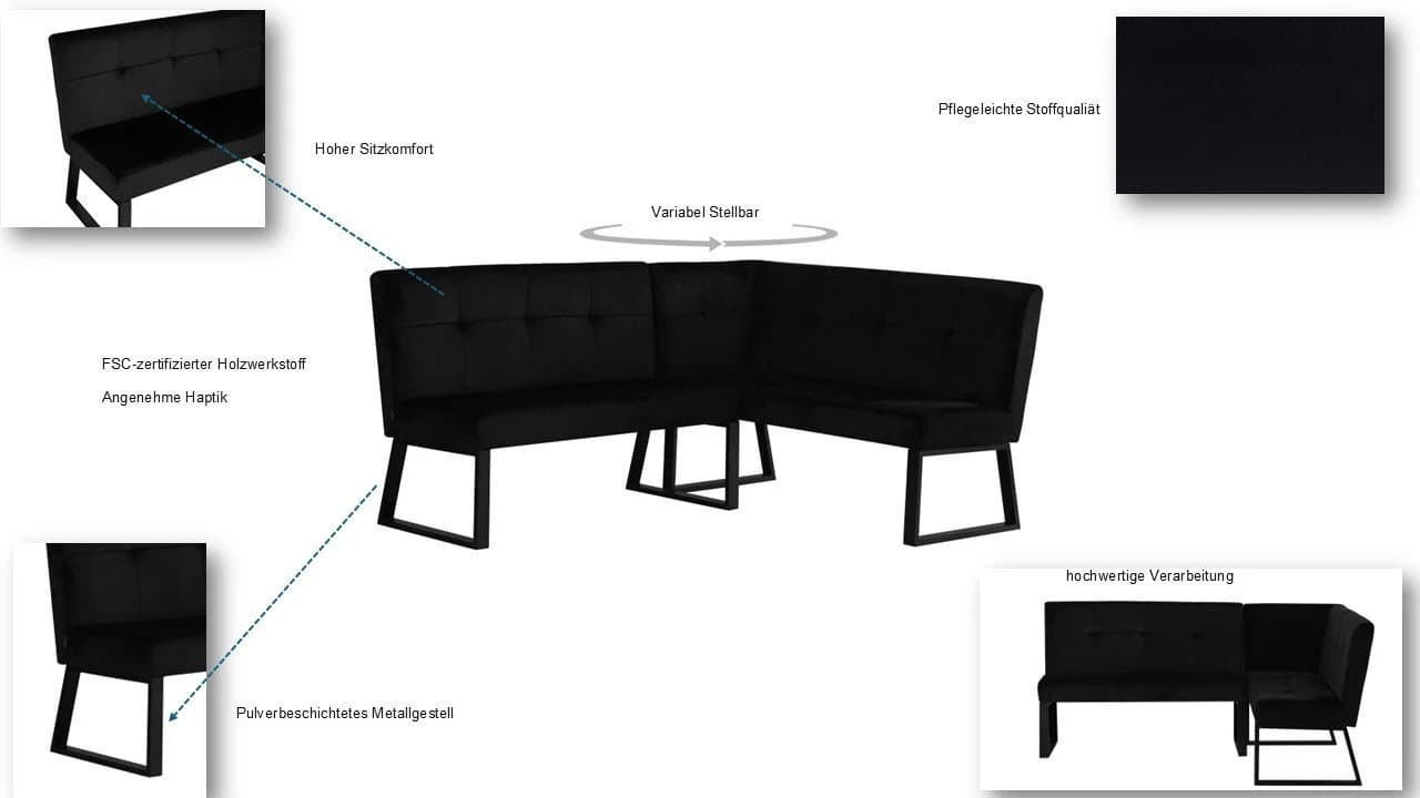 Eckbank OTTO HOME Geranie Schwarz 4-Sitzer Gepolstert - Bild 3