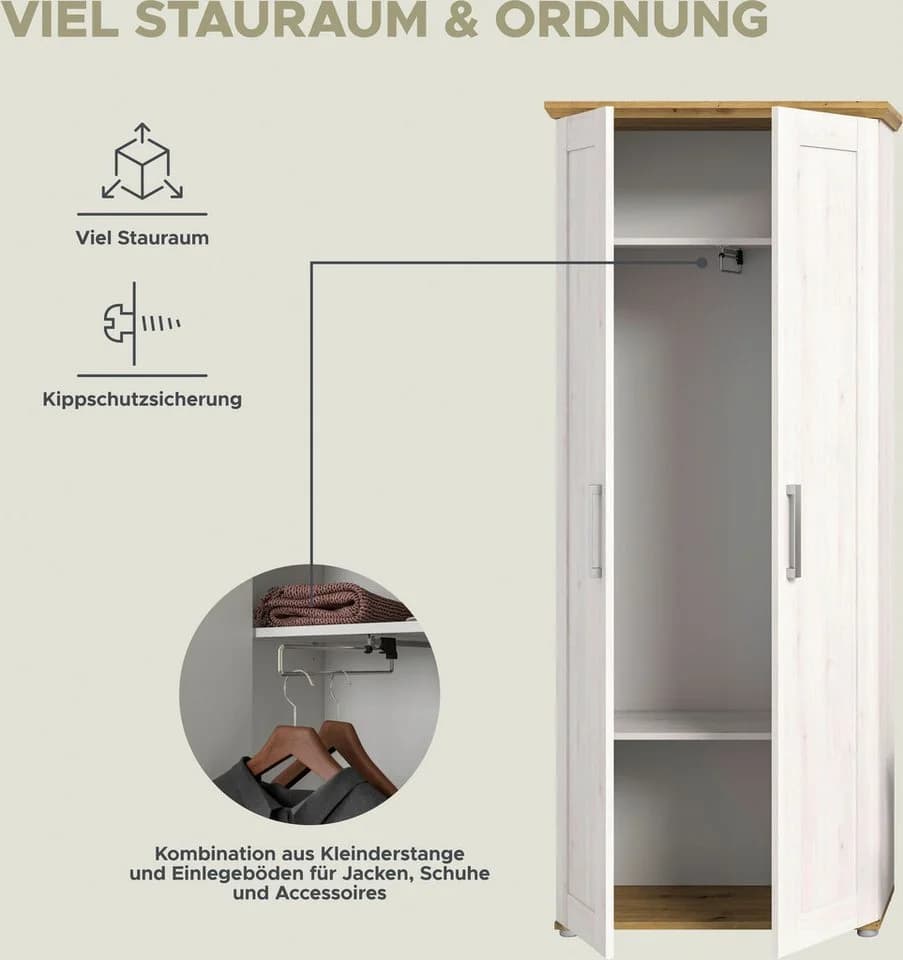 HOME AFFAIRE Garderoben-Set COSENZA 3-teilig Landhausoptik - Bild 5