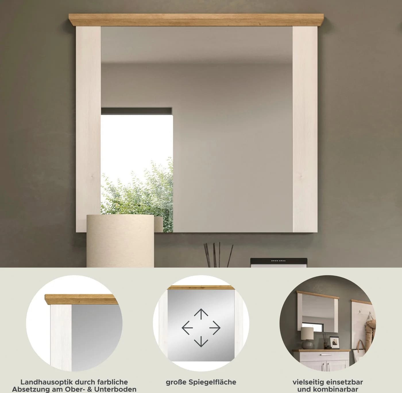 HOME AFFAIRE Spiegel COSENZA Landhausoptik 2-farbig - Bild 3