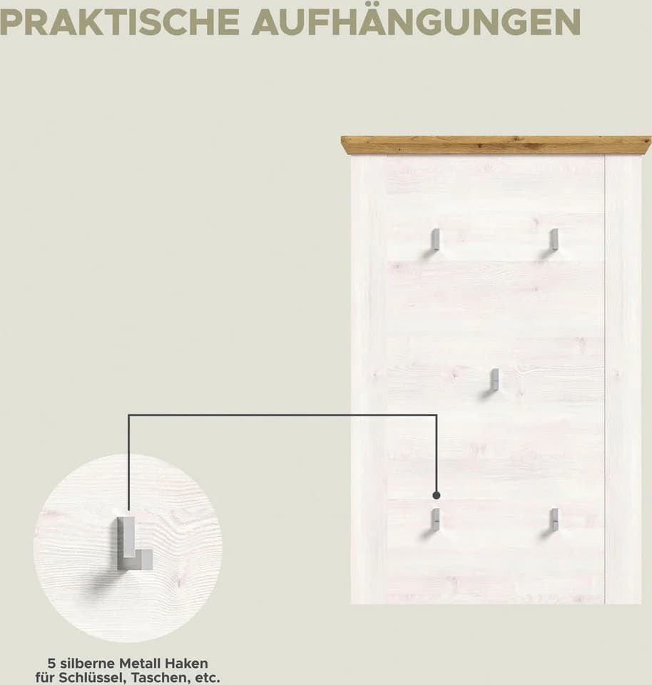 HOME AFFAIRE Garderoben-Set COSENZA 5-teilig Landhausoptik - Bild 5