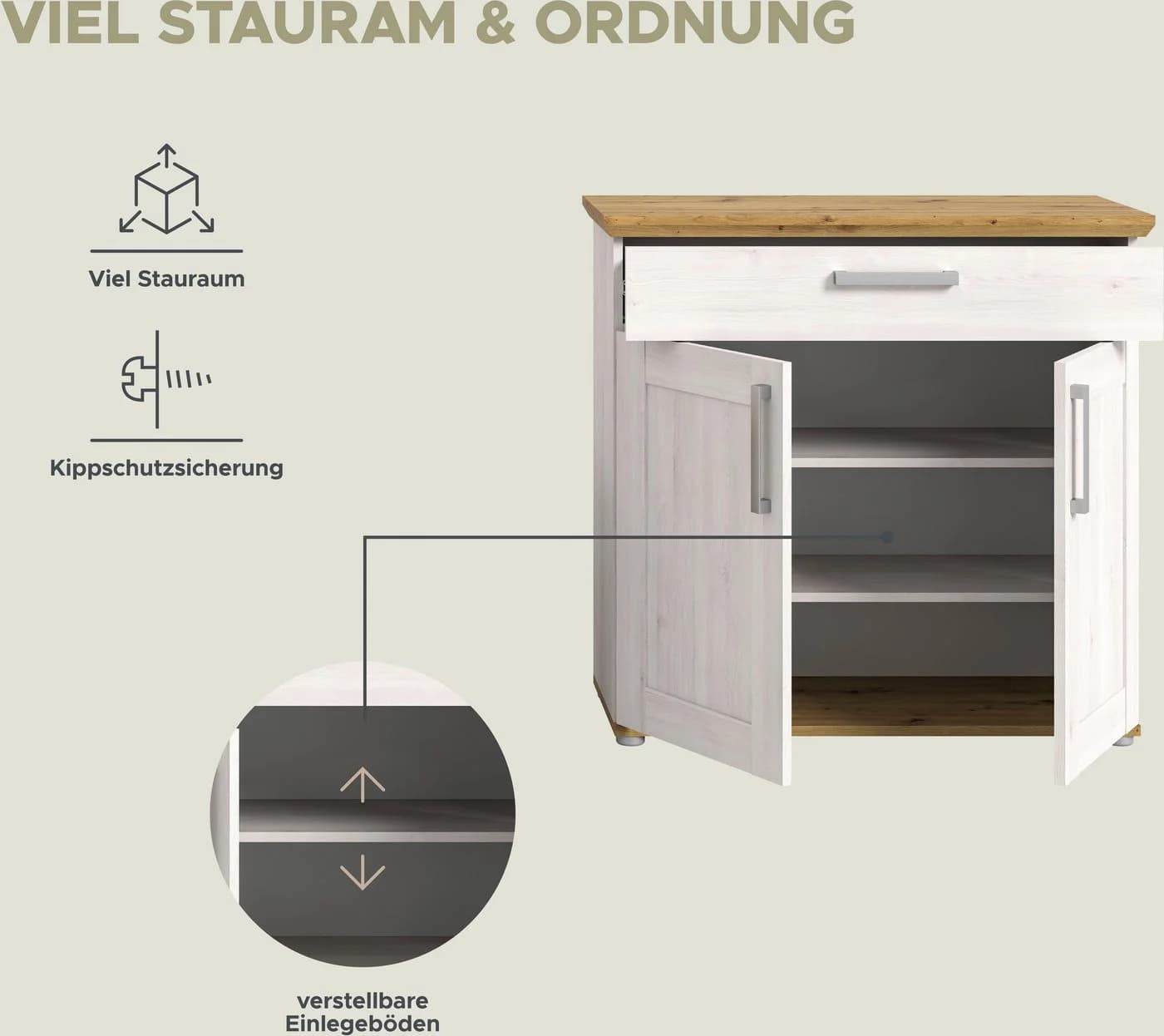 HOME AFFAIRE Schuhschrank COSENZA Landhausoptik 2 Türen 1 Schublade - Bild 4