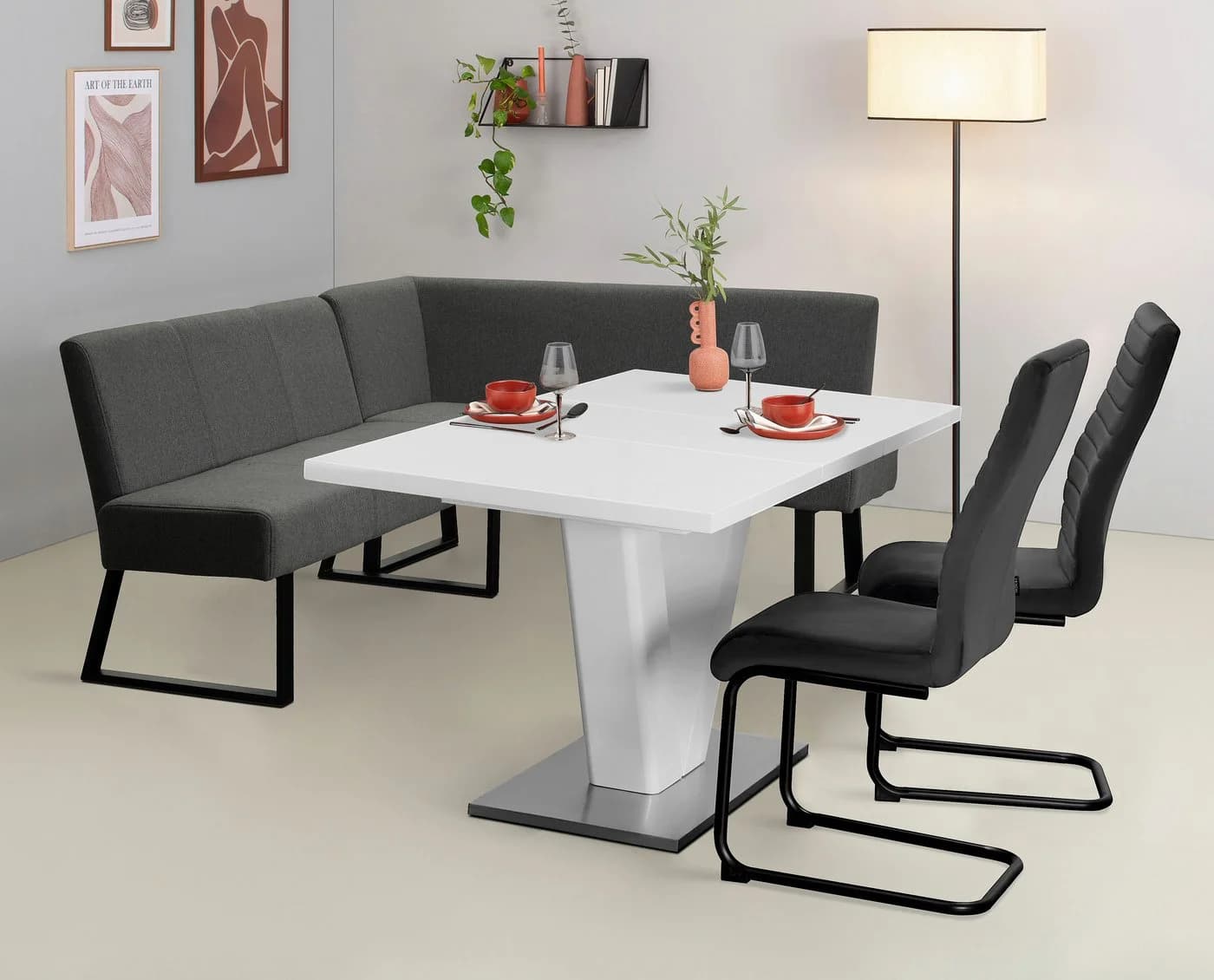 Eckbank OTTO HOME Gladiole Anthrazit Polyester Metallgestell