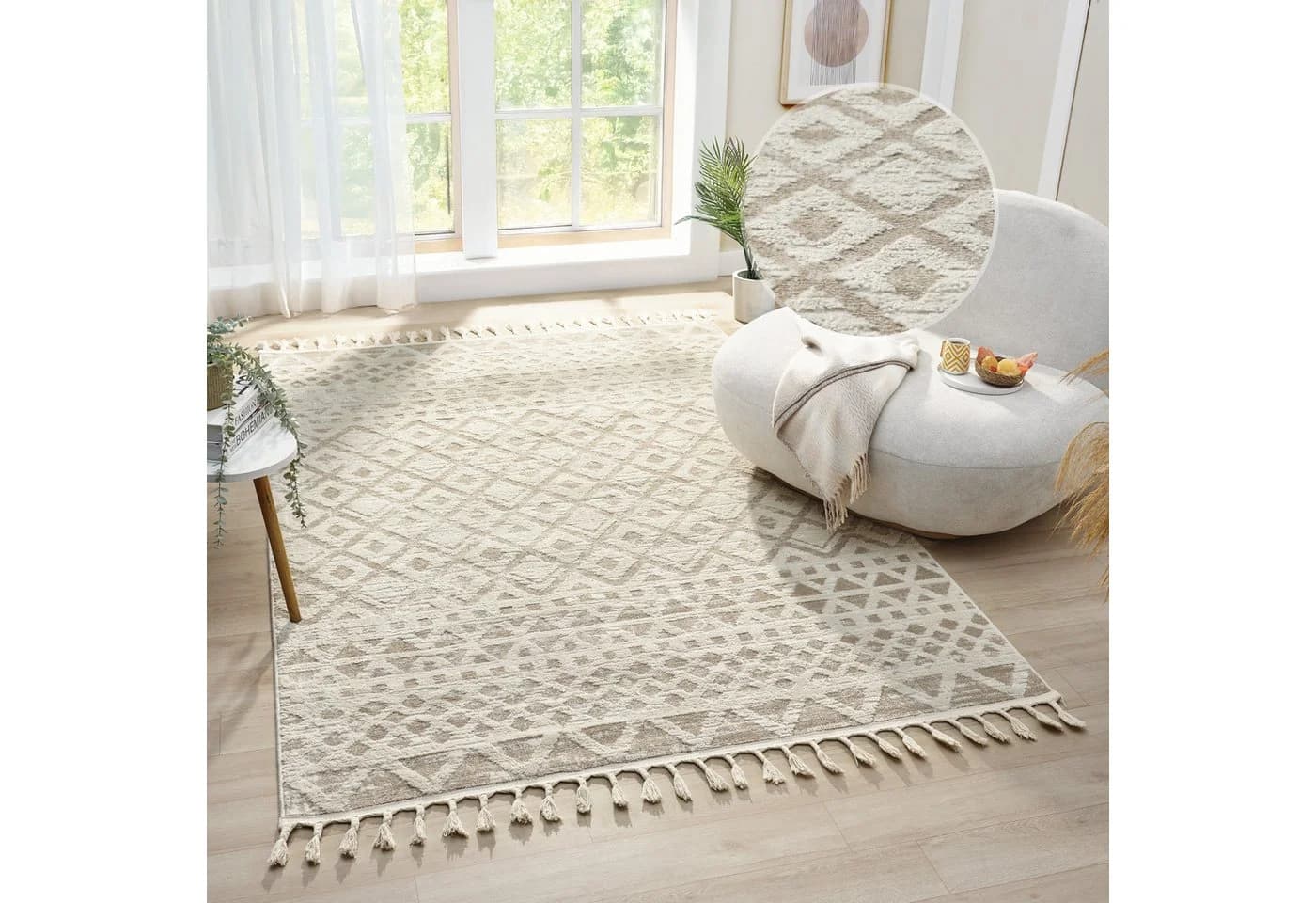 OTTO home Teppich Ribeyret Beige Boho-Style mit Fransen - Bild 2