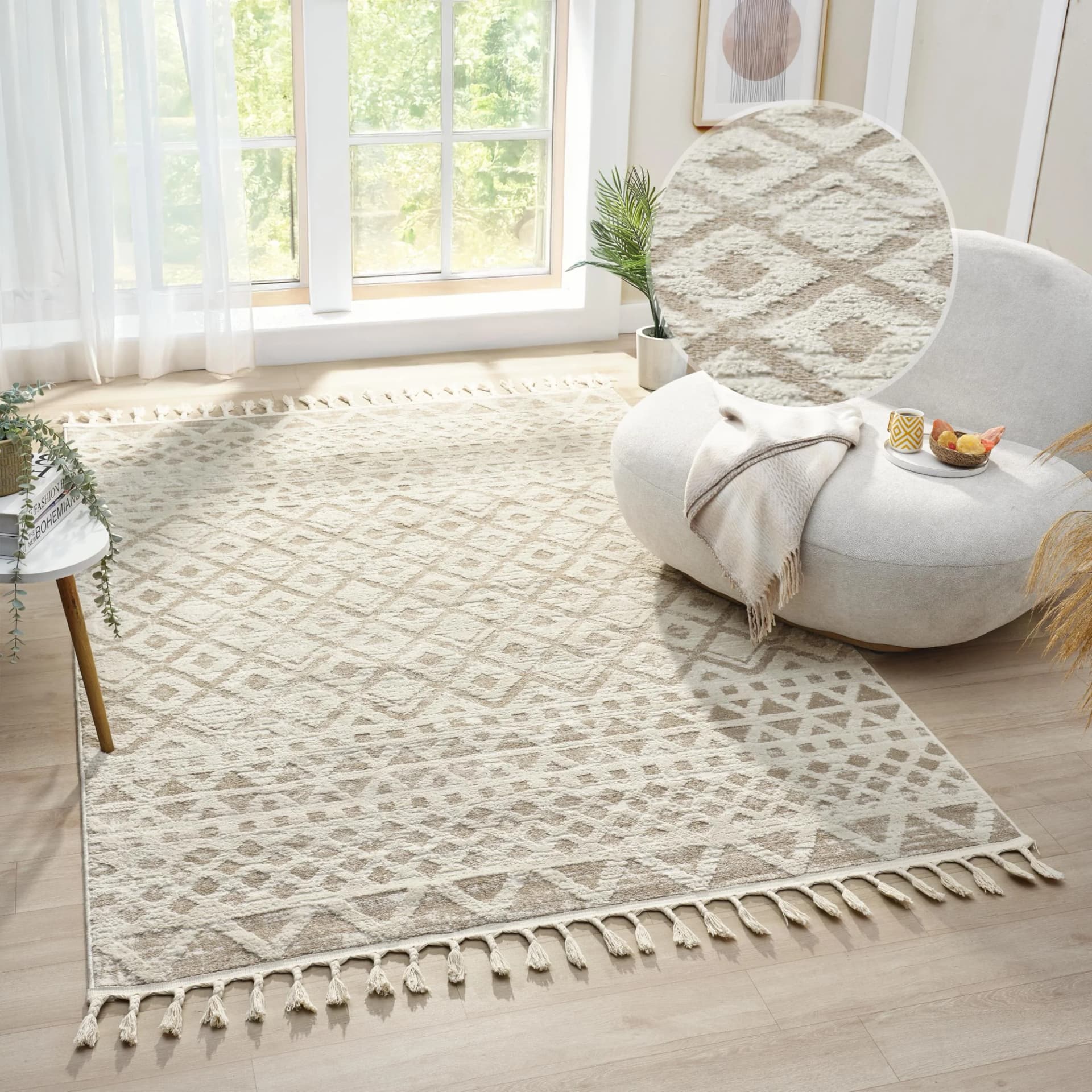 Teppich MY HOME Ribeyret Gr. 4 Beige Hoch-Tief-Struktur