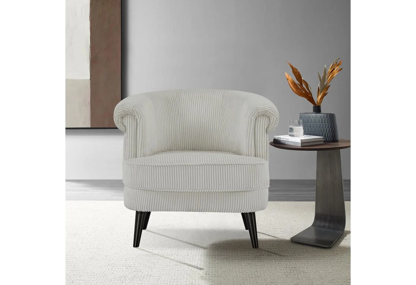 INOSIGN Sessel HUTSELL Cord Beige Holzgestell