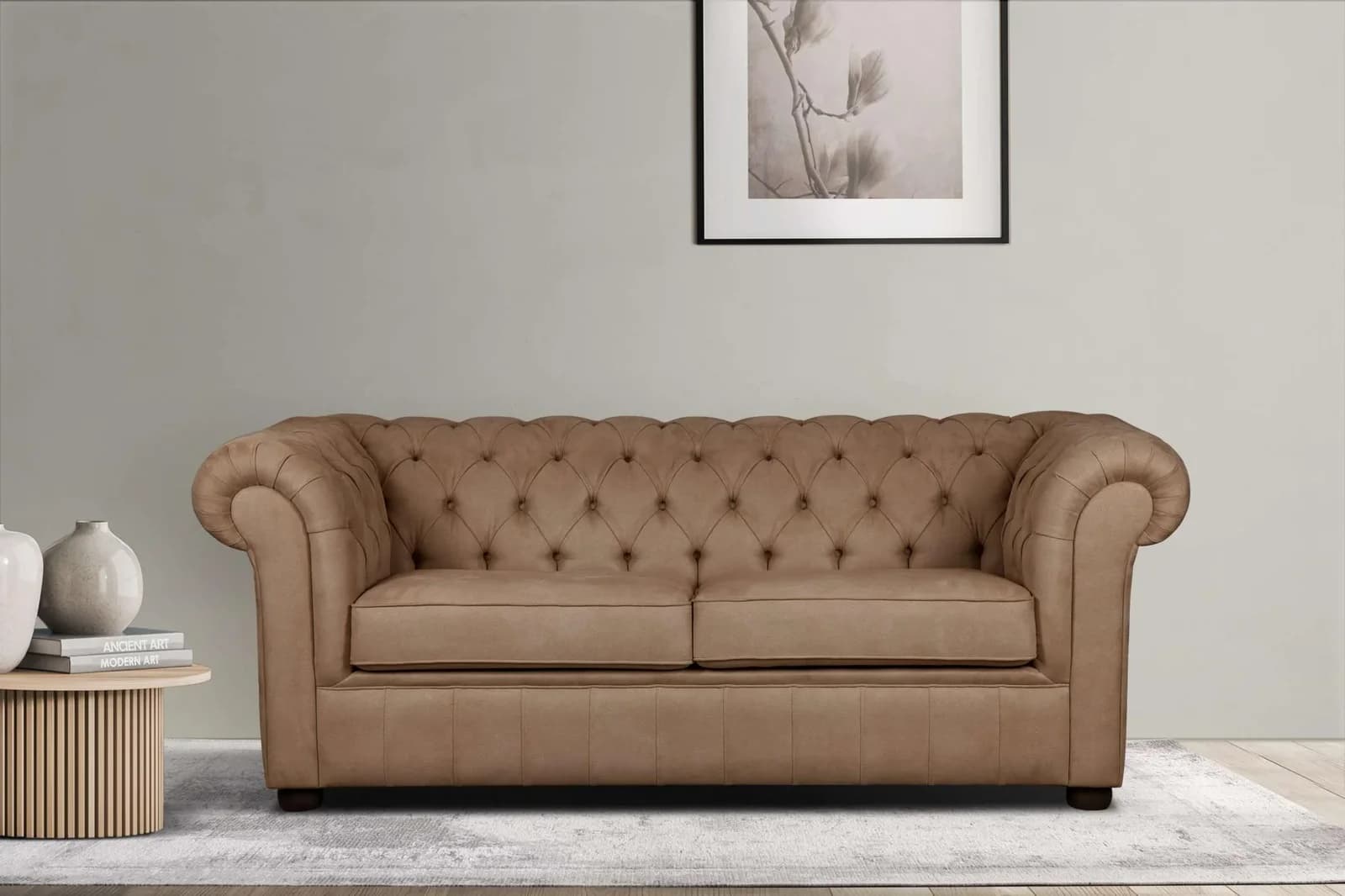 HOME AFFAIRE CHARENTE 3-Sitzer Sofa Braun Chesterfield mit Knopfheftung