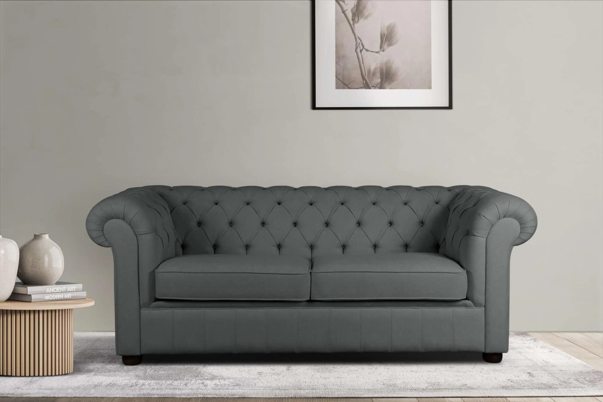 HOME AFFAIRE CHARENTE 3-Sitzer Sofa Anthrazit Chesterfield