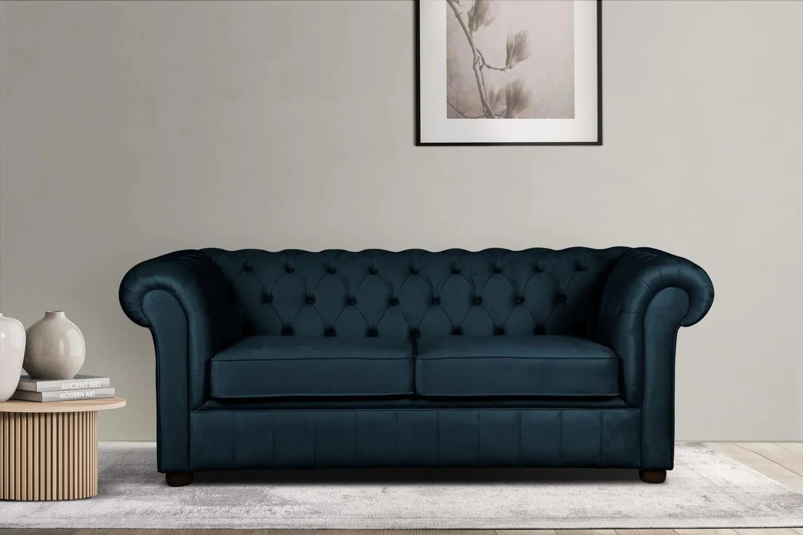 HOME AFFAIRE CHARENTE 3-Sitzer Sofa Dunkelblau Chesterfield