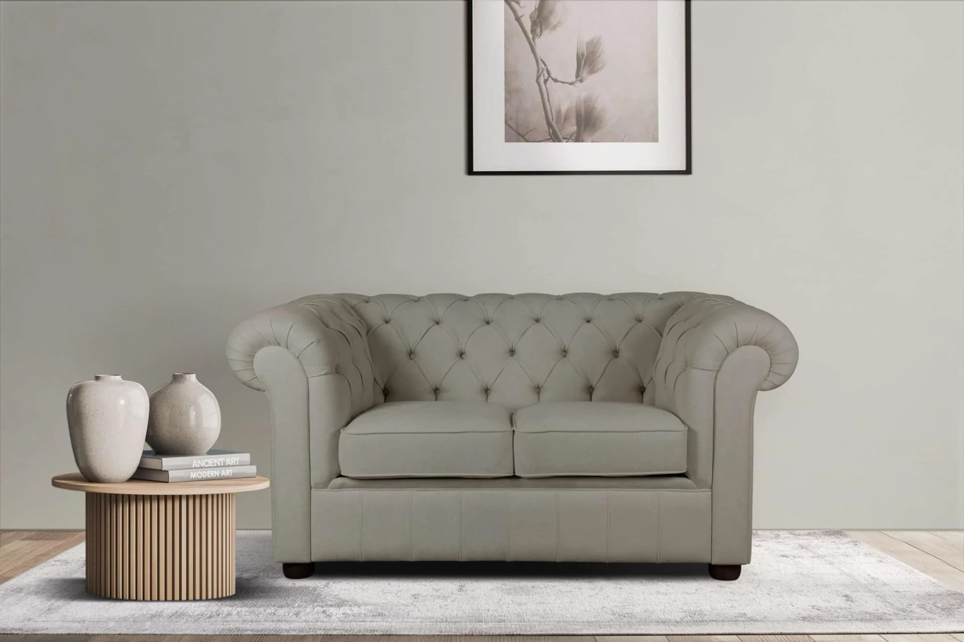 HOME AFFAIRE CHARENTE Chesterfield-Sofa 2-Sitzer Grau Taupe