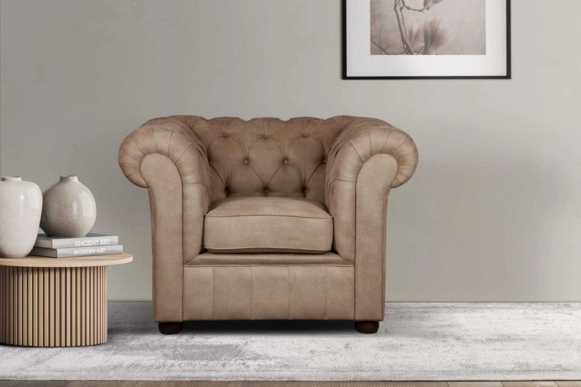 Home Affaire Sessel CHARENTE Chesterfield Braun