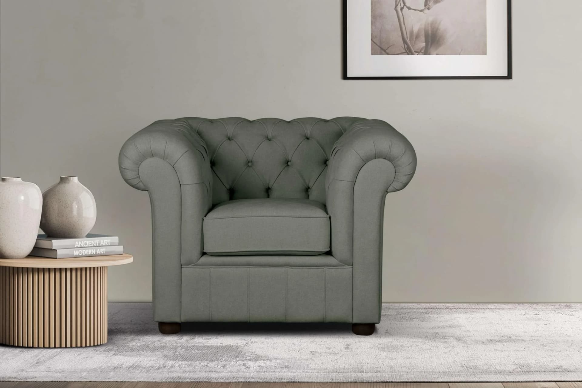 Home Affaire Sessel CHARENTE Chesterfield Oliv Polyester