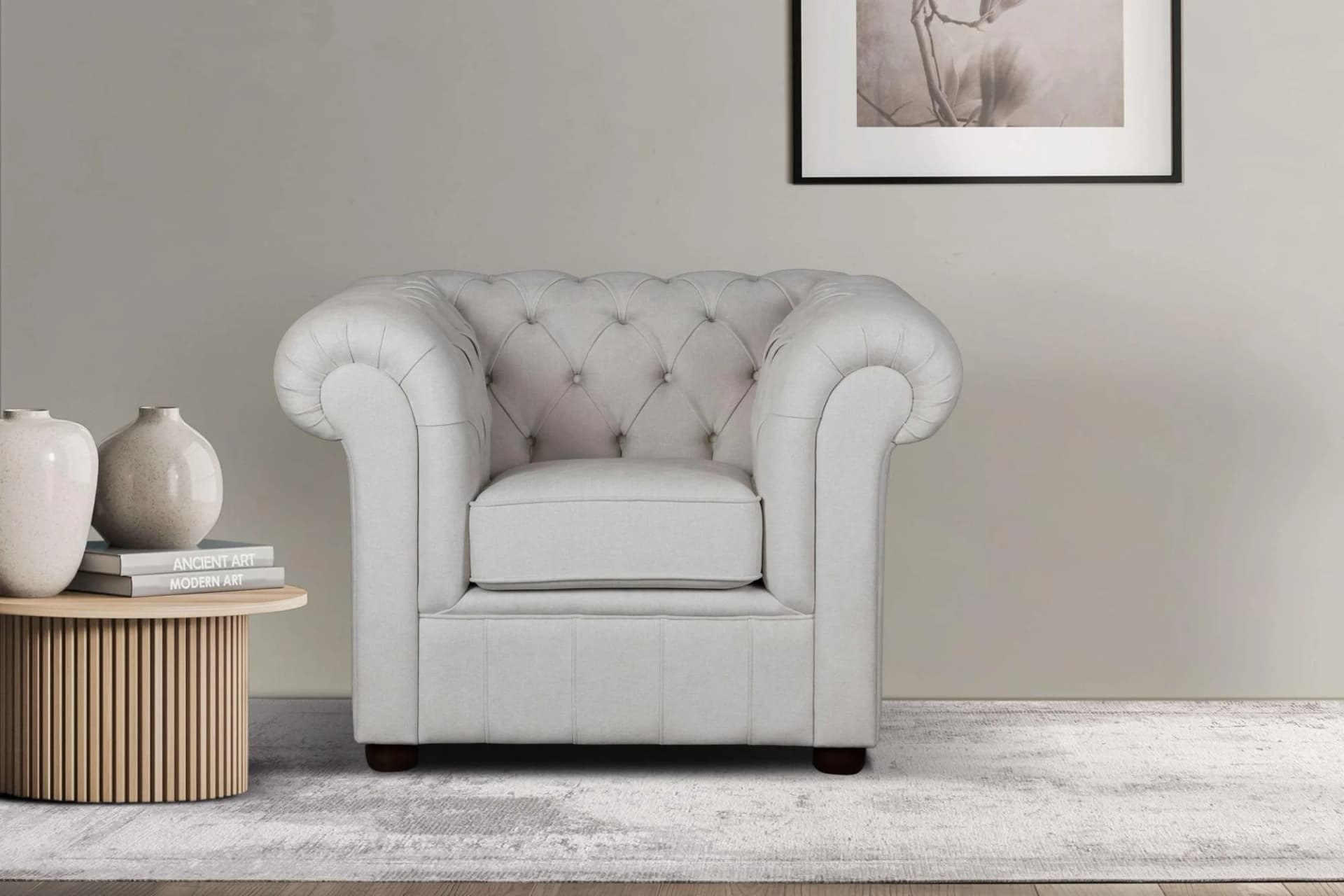 Home Affaire Sessel CHARENTE Chesterfield Creme Polyester