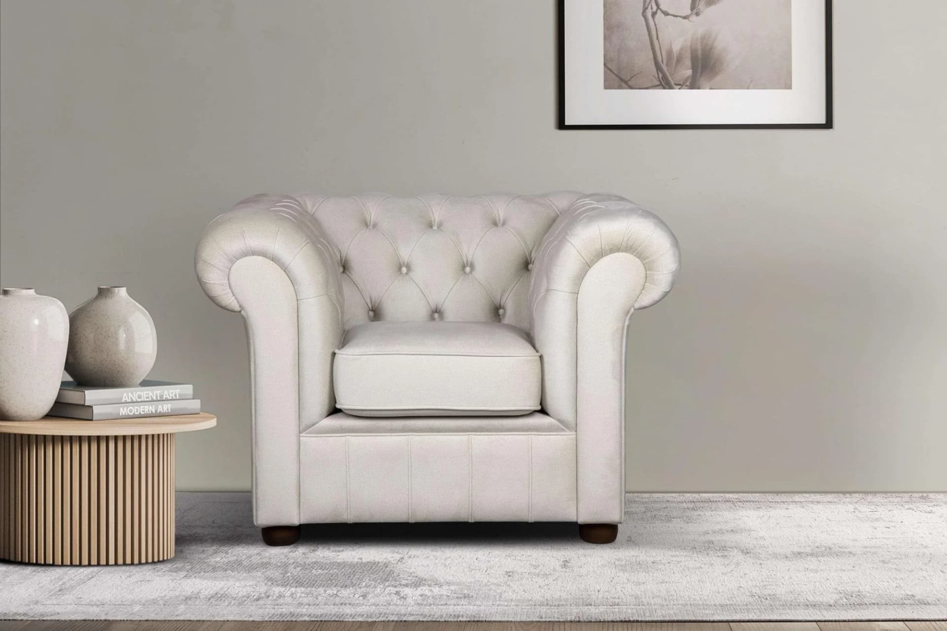 Home Affaire Sessel CHARENTE Chesterfield Creme Samtvelours