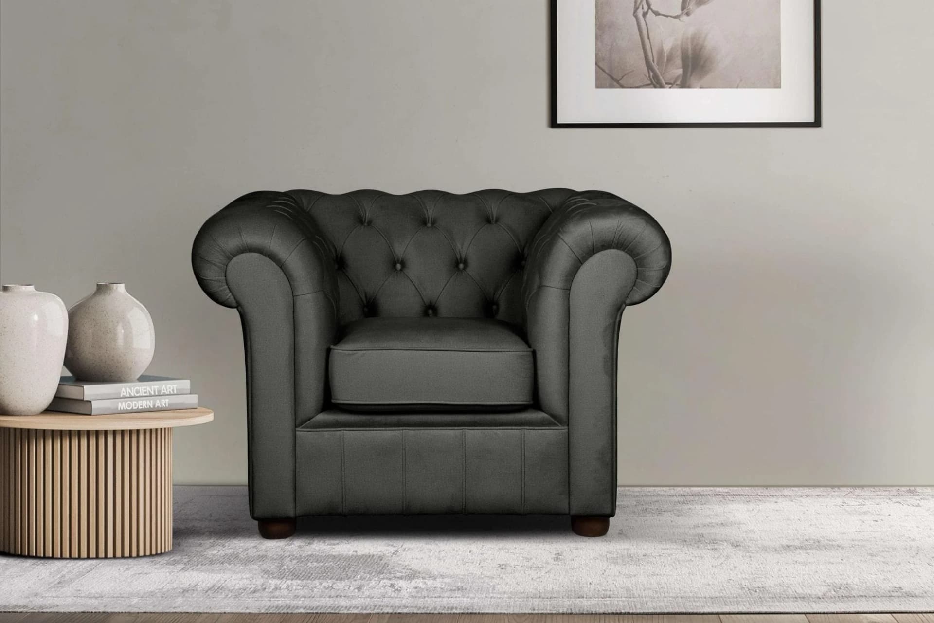 Home Affaire Sessel CHARENTE Chesterfield Anthrazit Samtvelours