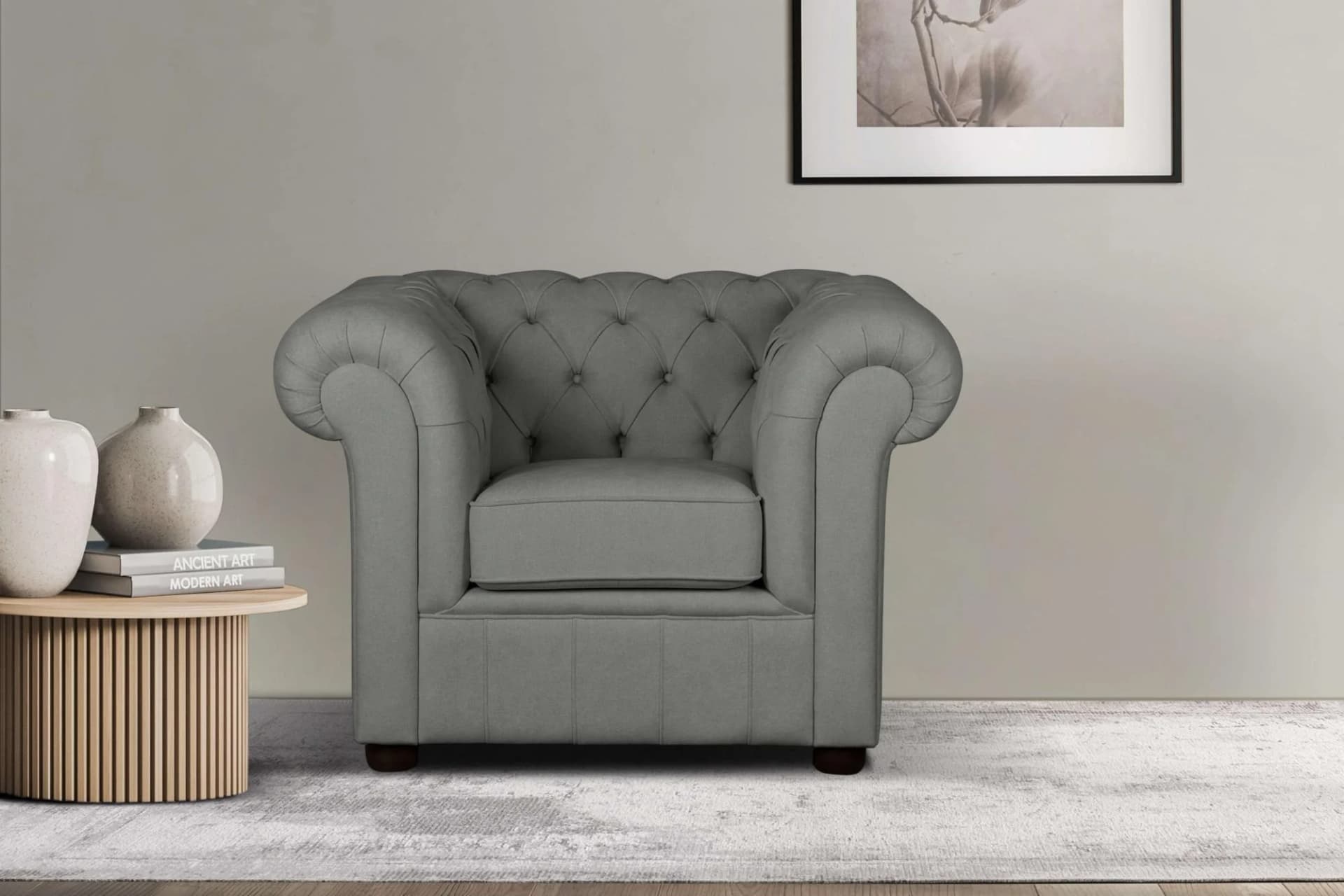 Home Affaire Sessel CHARENTE Chesterfield Grau Polyester