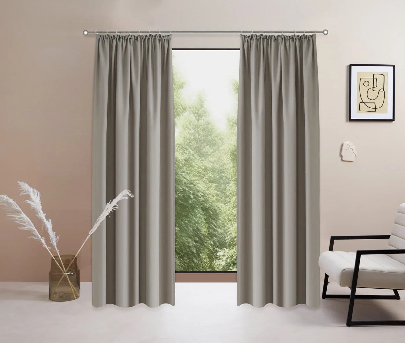 OTTO home Vorhang Raja, Gardinen mit Kräuselband, Vorhänge Wohnzimmer (2 St), Blickdicht, Polyester, 2er-Set, Bestseller, Einfarbig, Modern, Pflegeleicht, Mikrofaser - Bild 2