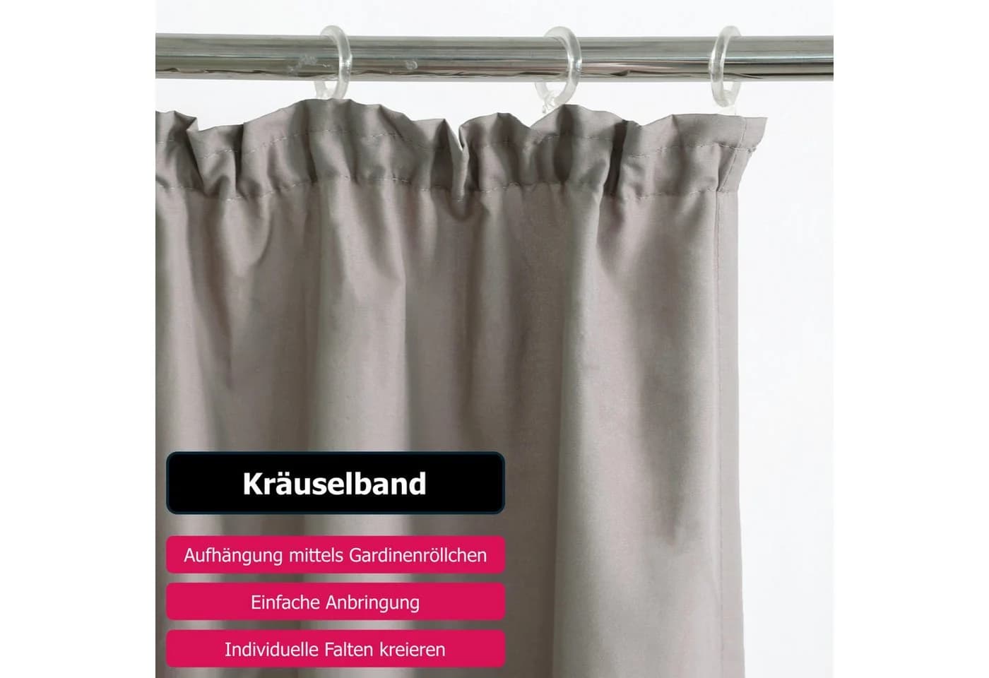 OTTO home Vorhang Raja, Gardinen mit Kräuselband, Vorhänge Wohnzimmer (2 St), Blickdicht, Polyester, 2er-Set, Bestseller, Einfarbig, Modern, Pflegeleicht, Mikrofaser - Bild 3