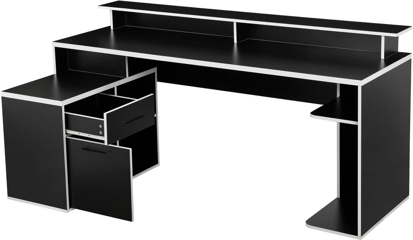 OTTO HOME Gamingtisch Eckschreibtisch Schwarz mit Stauraum - Bild 2