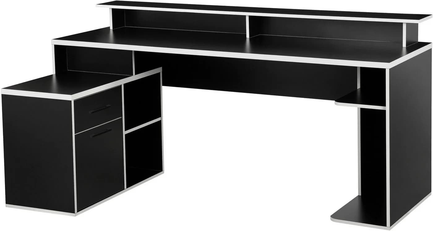 OTTO HOME Gamingtisch Eckschreibtisch Schwarz mit Stauraum - Bild 3