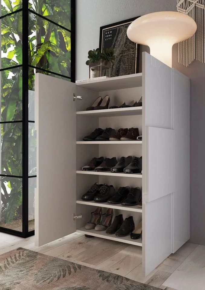 HOME AFFAIRE Schuhschrank Dama Weiß Hochglanz 2-Türig - Bild 4