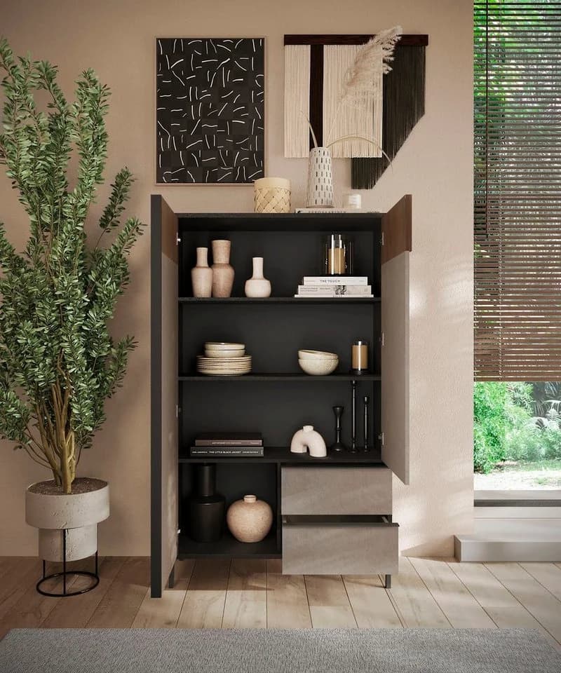 Home Affaire Highboard Everest 177 cm Grau Lehmfarben Soft-Close - Bild 3