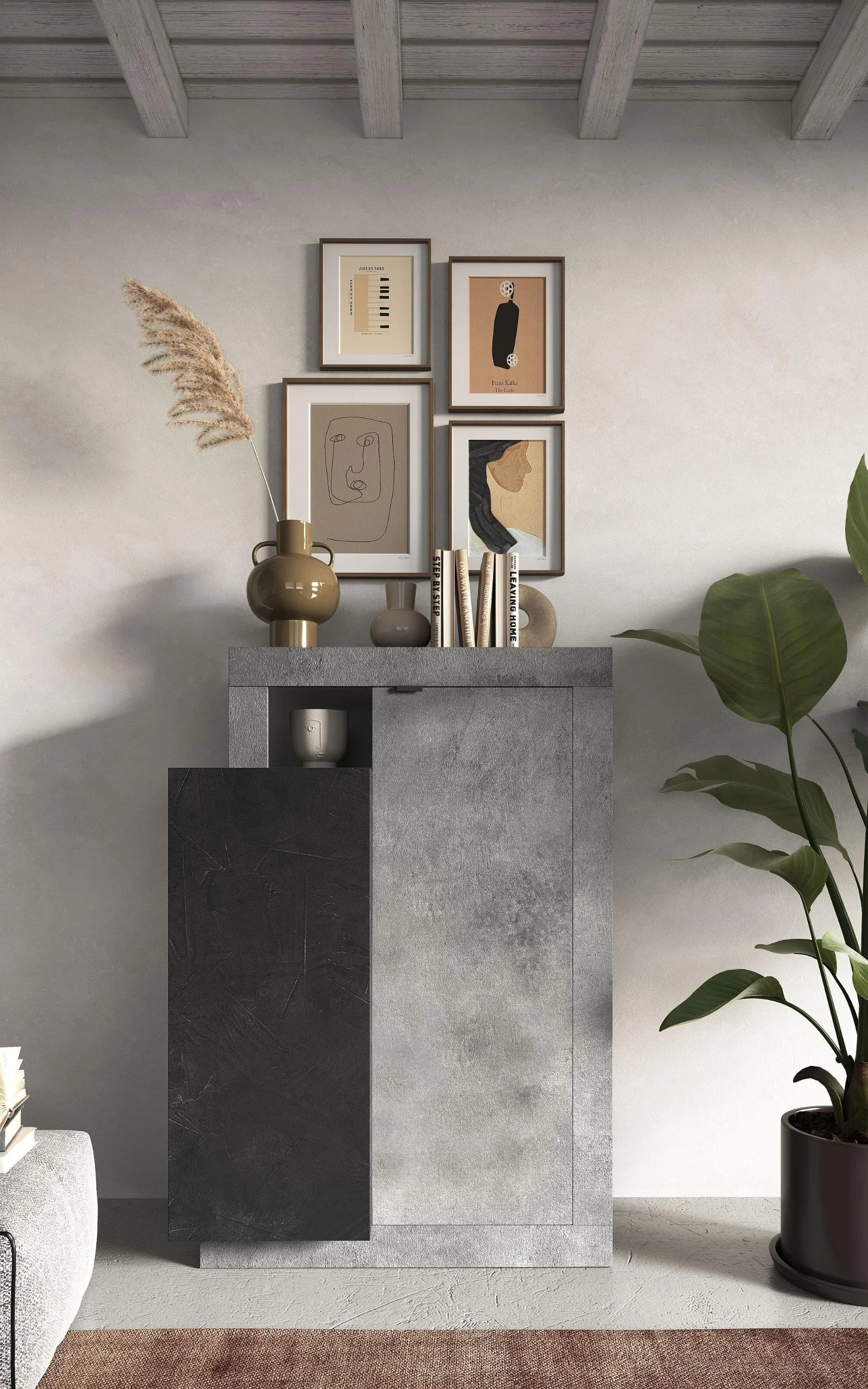 HOME AFFAIRE Highboard Freedom Grau Beton-Optik