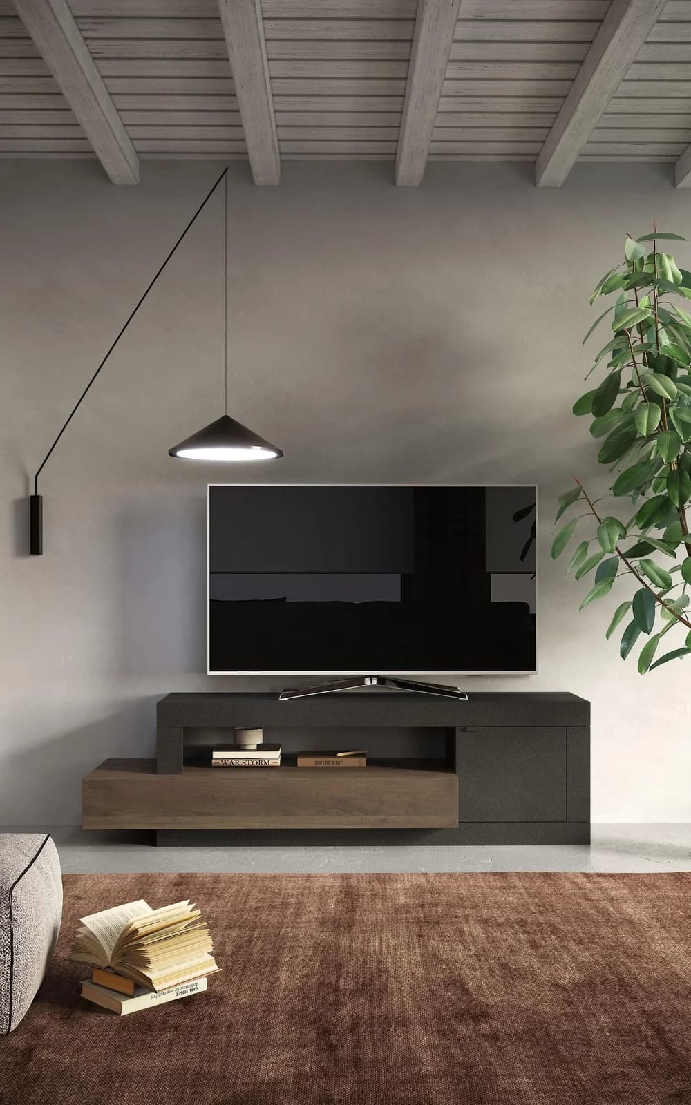 Lowboard HOME AFFAIRE Freedom Lava/Mercure NB Holzstruktur