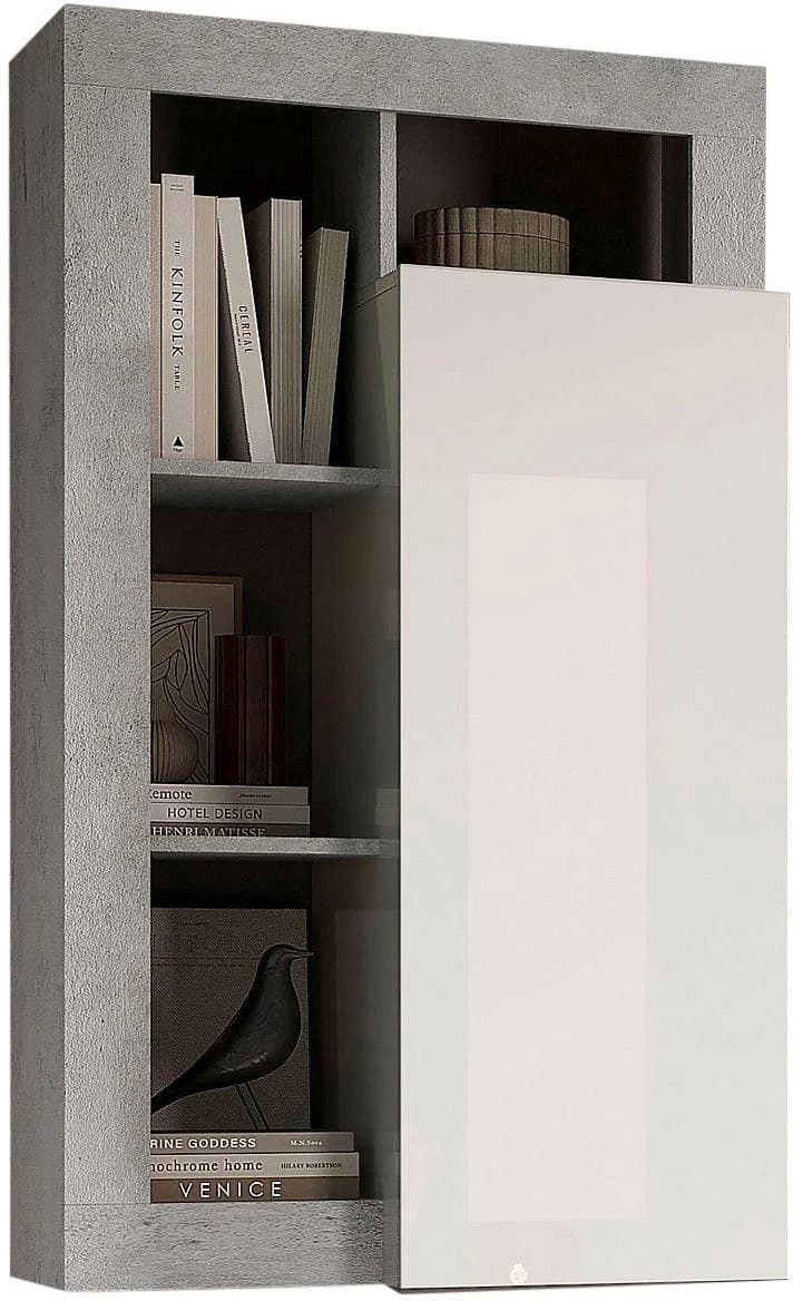 HOME AFFAIRE Hängevitrine Hamburg Weiß Beton-Optik Wandmontage