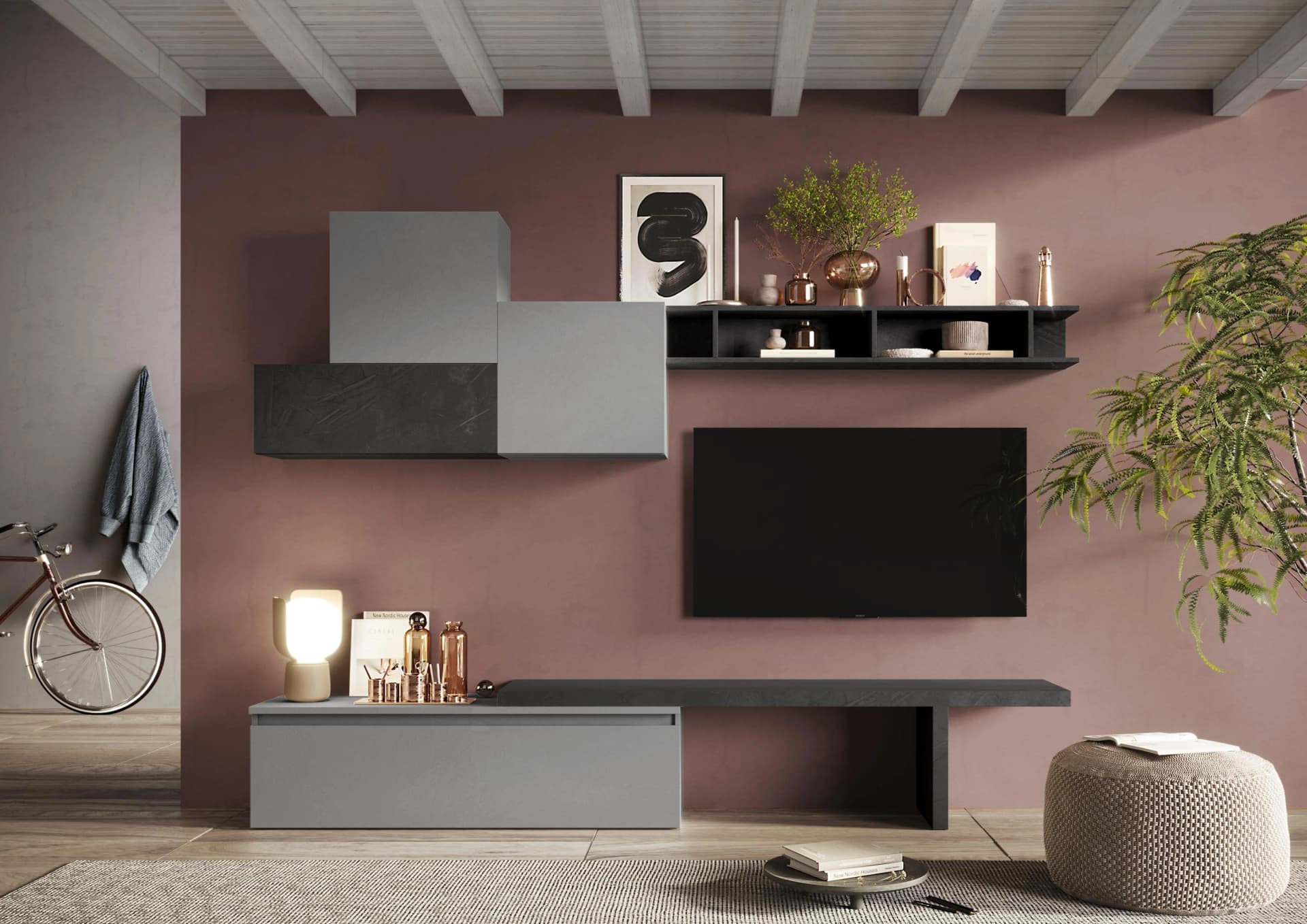 Home Affaire Infinity Wohnwand 6-tlg. Grau Grifflos