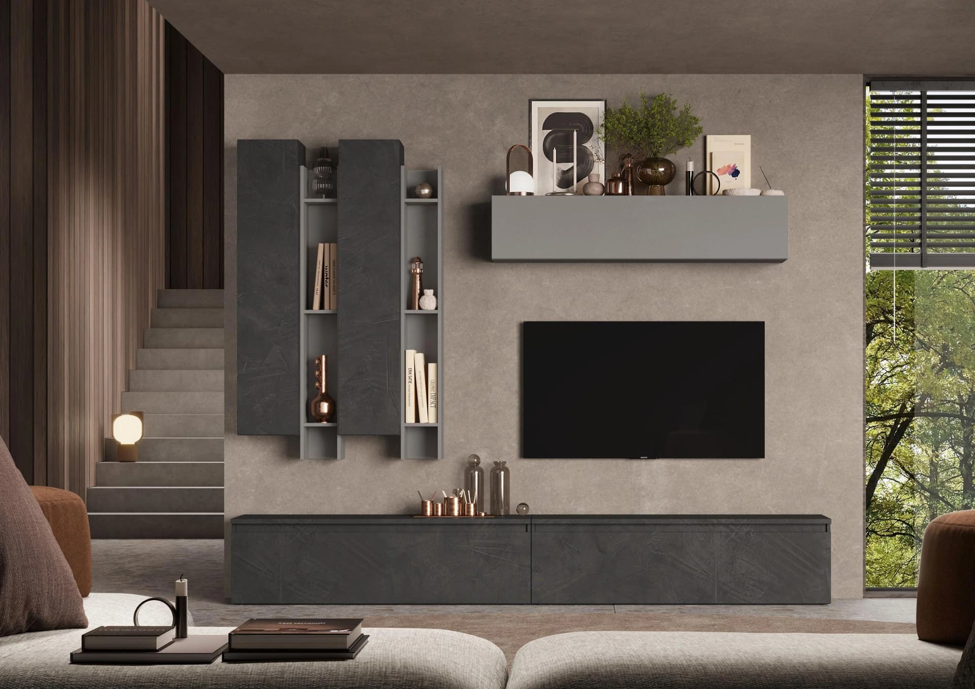 Home Affaire Wohnwand Infinity 7-tlg. Grau Grifflos FSC