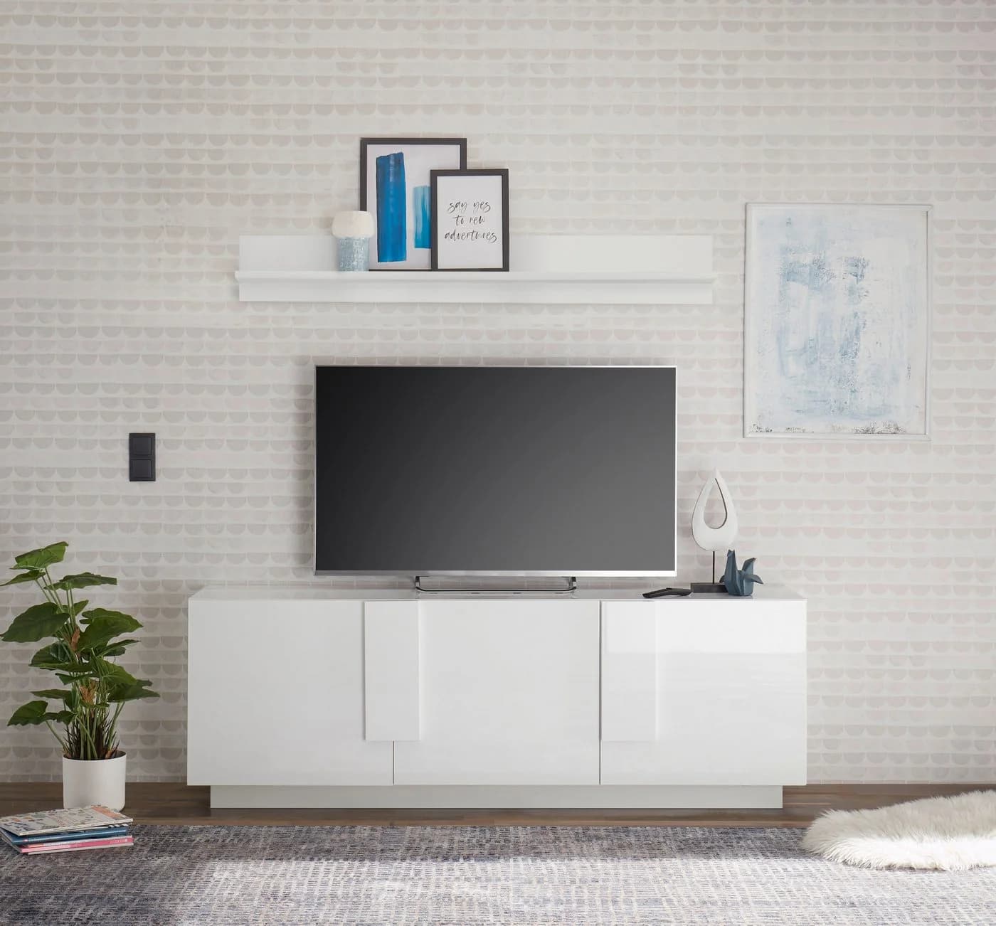 Home Affaire Lowboard Jupiter TV-Schrank 181cm Weiß Hochglanz - Bild 2