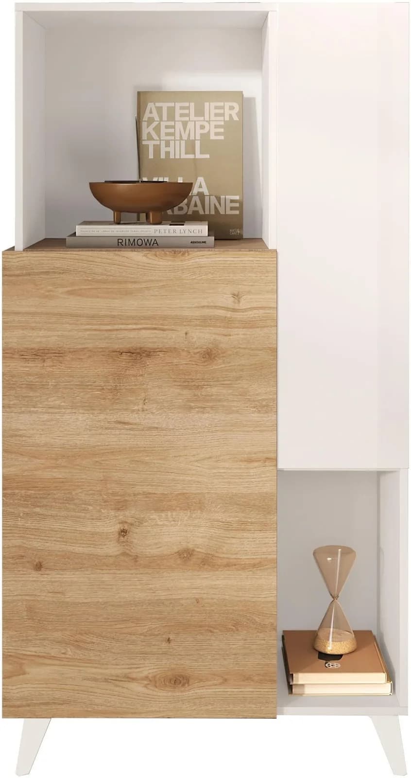 HOME AFFAIRE Monaco Highboard Weiß/Eiche Soft-Close