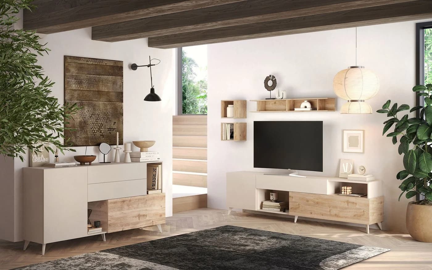 HOME AFFAIRE Sideboard Monaco Weiß Braun Soft-Close - Bild 5