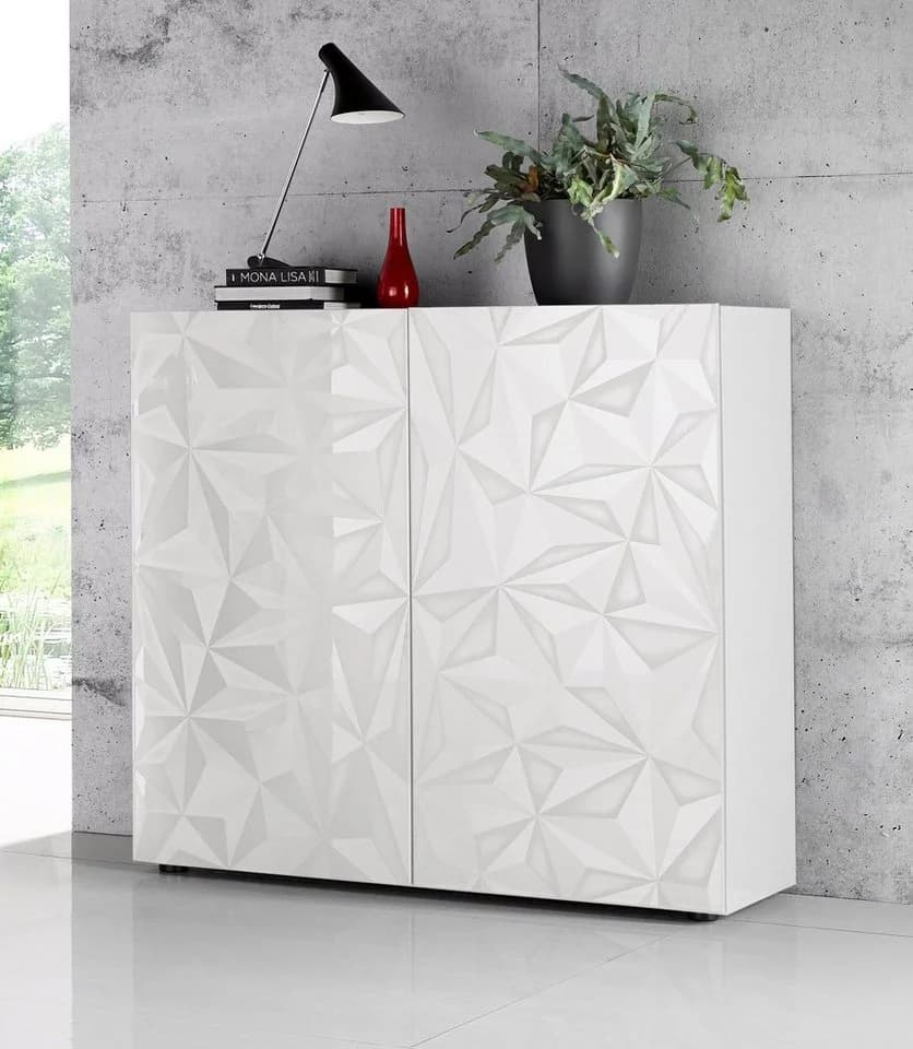 HOME AFFAIRE Prisma Highboard Weiß Hochglanz Siebdruck Modern - Bild 2