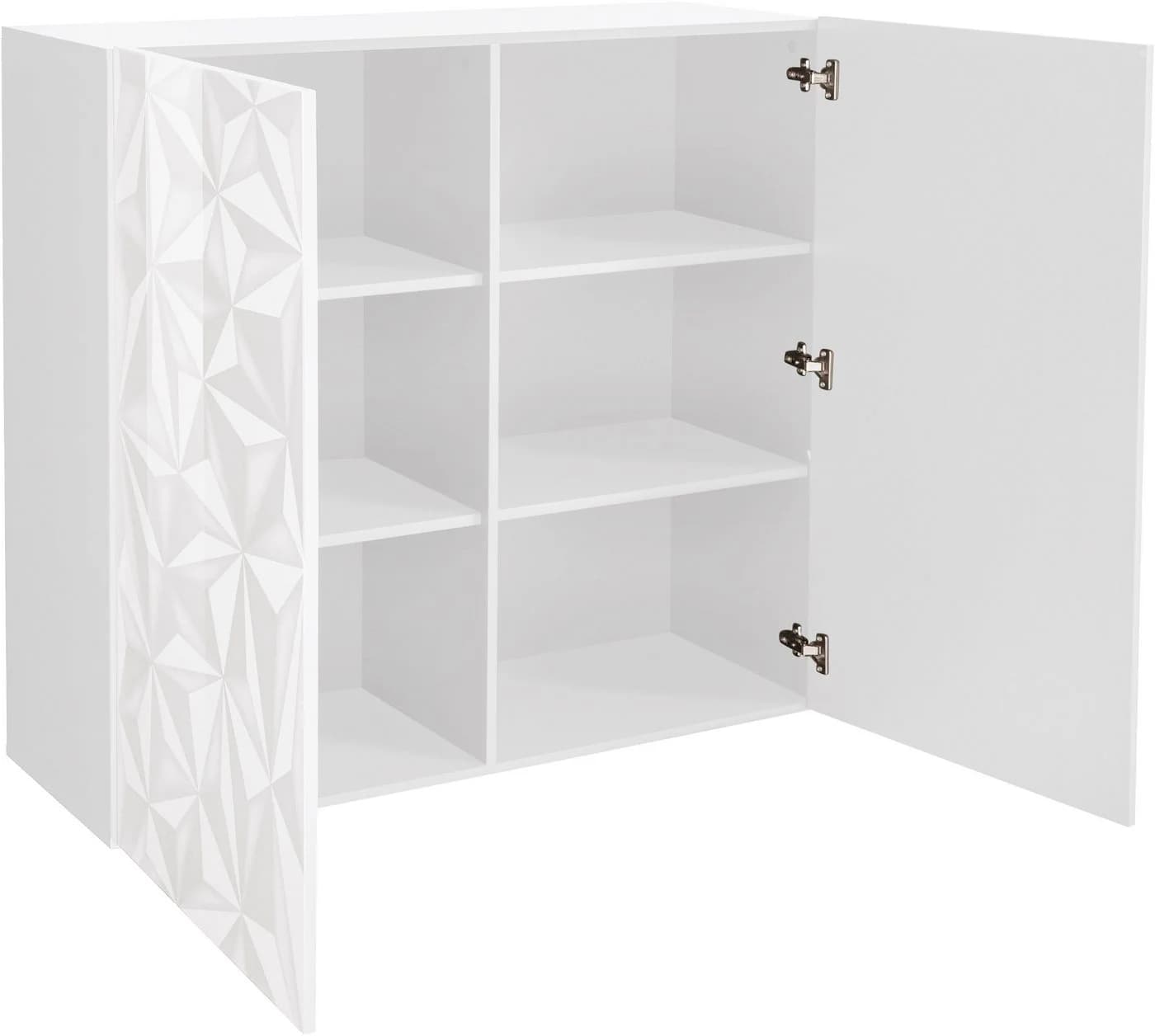 HOME AFFAIRE Prisma Highboard Weiß Hochglanz Siebdruck Modern - Bild 3
