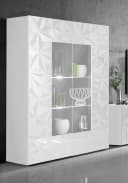 HOME AFFAIRE Prisma Vitrine Weiß Grau Hochglanz Lack Bild 2