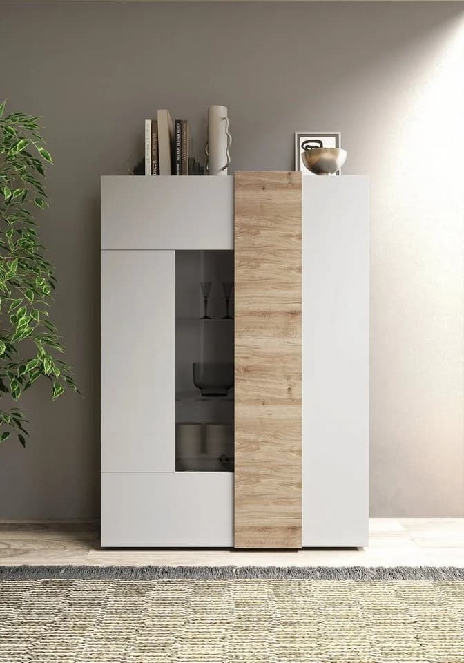 Home affaire Vitrine Venus Weiß Hochglanz Eiche Cadiz - Bild 2