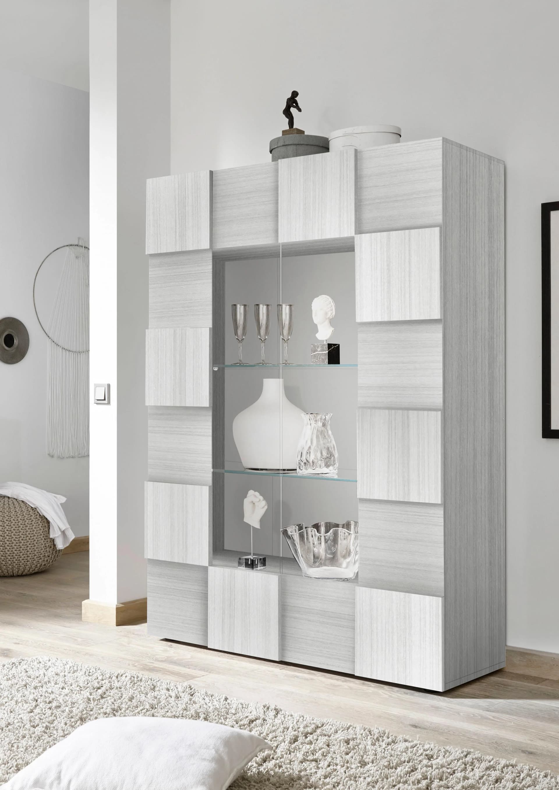 HOME AFFAIRE Vitrine Dama Grau Eucalipto 3D-Optik Hochglanz
