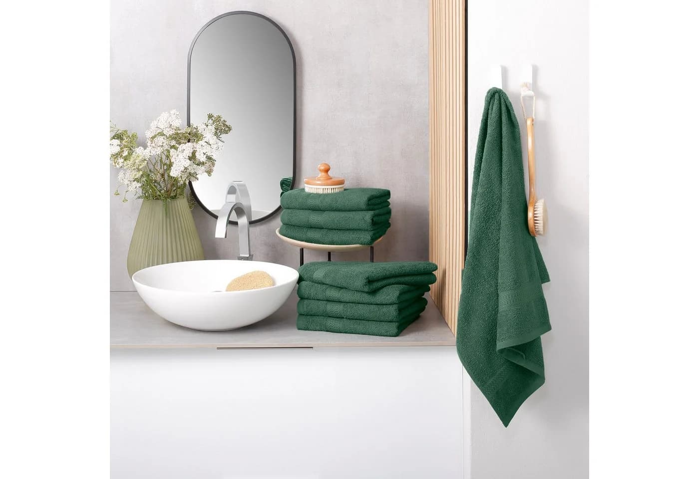 OTTO home Handtücher Juna 8-tlg. Set Dunkelgrün Baumwolle