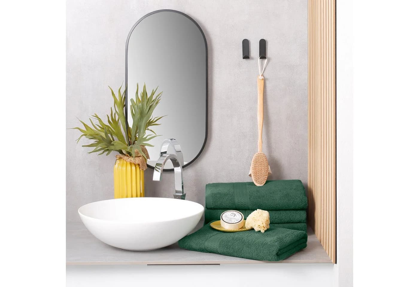 OTTO HOME Duschtuch-Set Juna Dunkelgrün 4-tlg. 100% Baumwolle