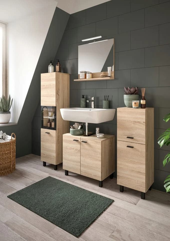 Welltime Hochschrank Tampa 125cm Eiche Sonoma Nachbildung - Bild 5
