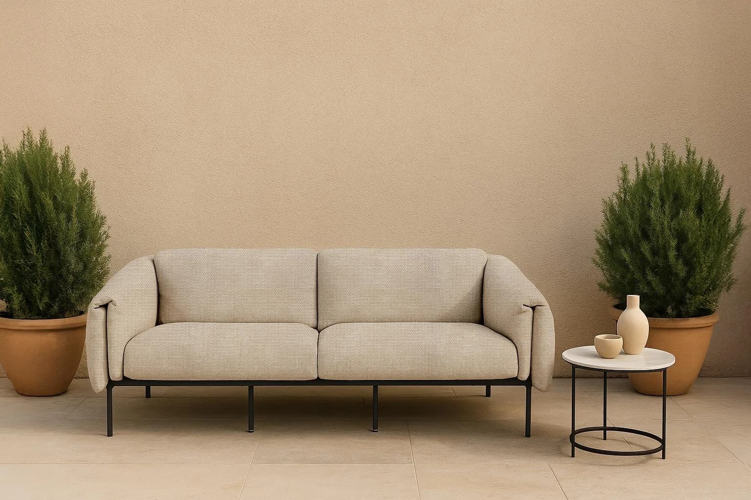HOME AFFAIRE Lumi 2-Sitzer Gartensofa Beige Outdoor