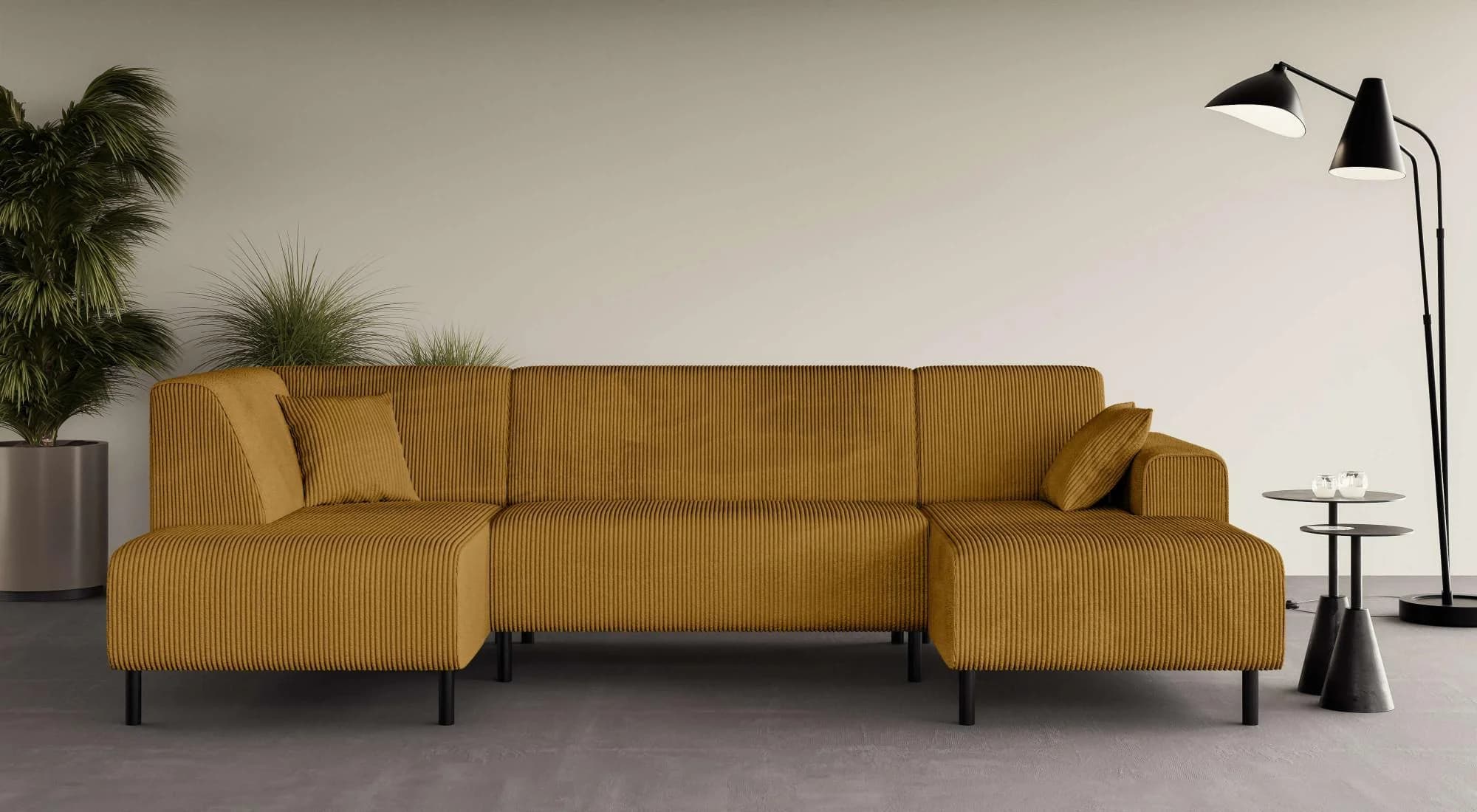 HOME AFFAIRE ARROS U-Form Wohnlandschaft Gelb mit Recamiere