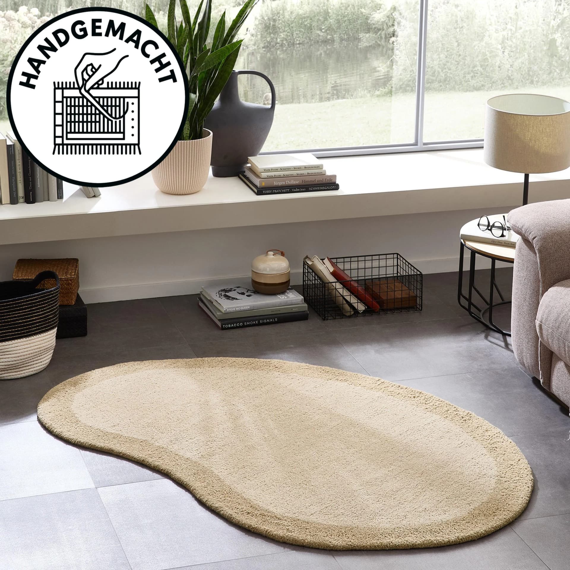 THEKO Wollteppich Gabbeh Super Handgewebt Beige Melange